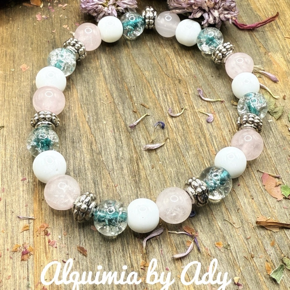 PASTELS + Pink quartz bracelet statement stack - Picture 4 of 4